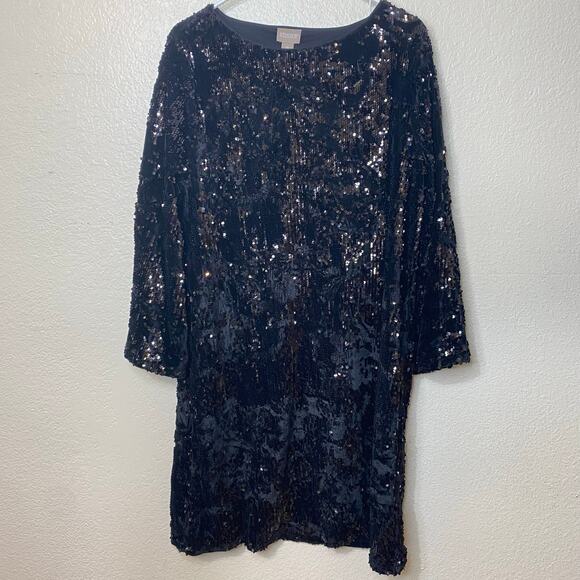 Chicos Sequin Bell Sleeve 3/4 Sleeve Holiday Party Dress Size 2 (Large) NWT - Picture 1 of 7